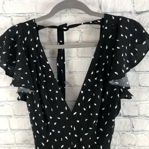 Lulus Fine Print Backless Jumpsuit- Flutter Sleeve - Picture 3 of 6